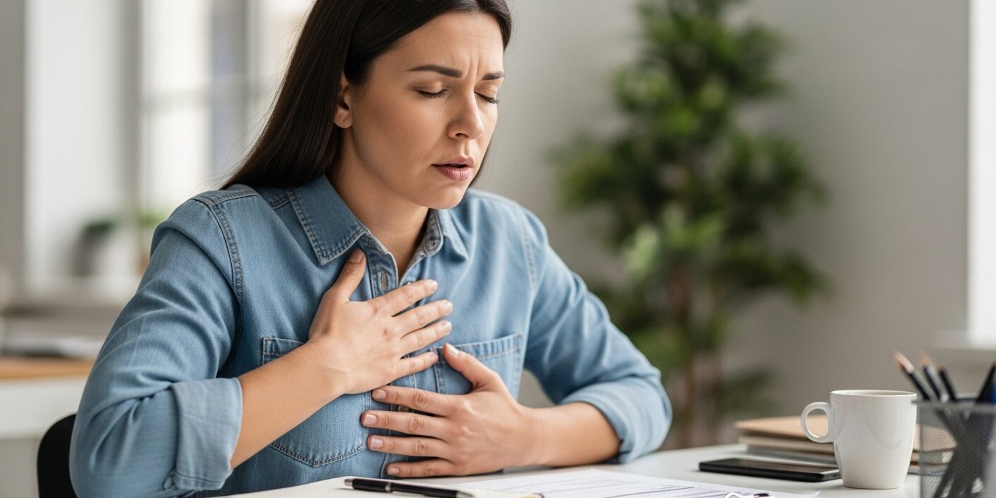 estresse-ansiedade-no-trabalho Trabalhador lidando com estresse e ansiedade no ambiente de trabalho, buscando equilíbrio emocional