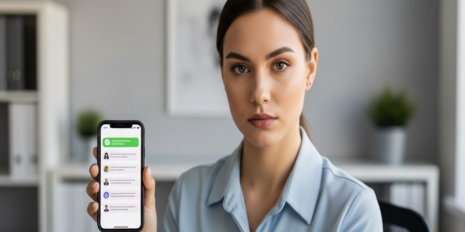 provas-de-assedio-sexual-no-trabalho (1) Mulher reunindo mensagens no celular como prova de assédio sexual no ambiente de trabalho