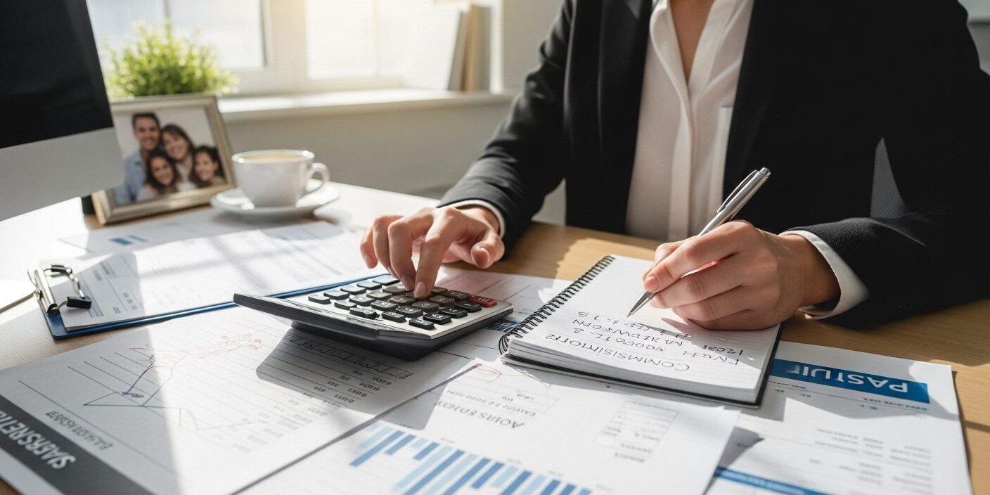dsr-comissoes-calculo Vendedor calculando DSR sobre comissões e horas extras em planilha