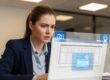 Trabalhador preocupado com monitoramento digital e privacidade no trabalho