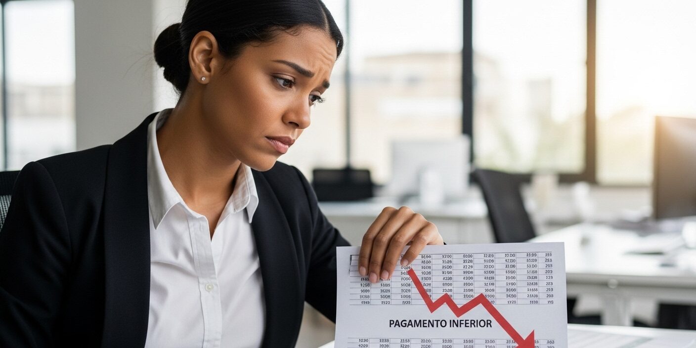 reducao-salarial-ilegal Redução salarial ilegal — trabalhador analisa holerite com queda de valores